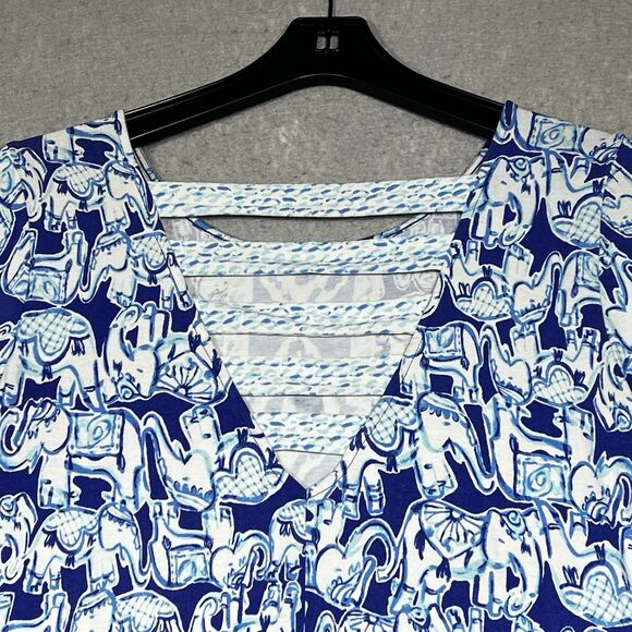 Lilly Pulitzer Dress Womens Medium Blue/White Ophelia Dress Get Trunky Pattern - Picture 9 of 13